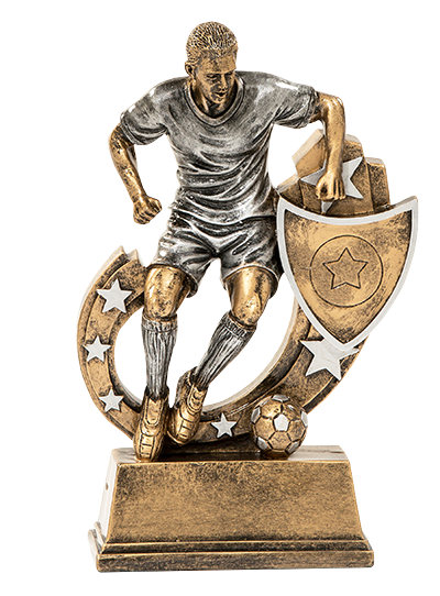 Futbalová figurína s podstavcom na emblém