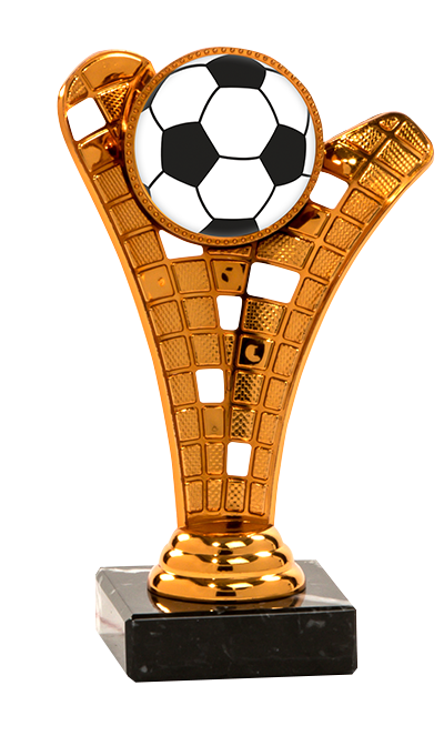 Futbalová trofej zlatej, striebornej a bronzovej farby